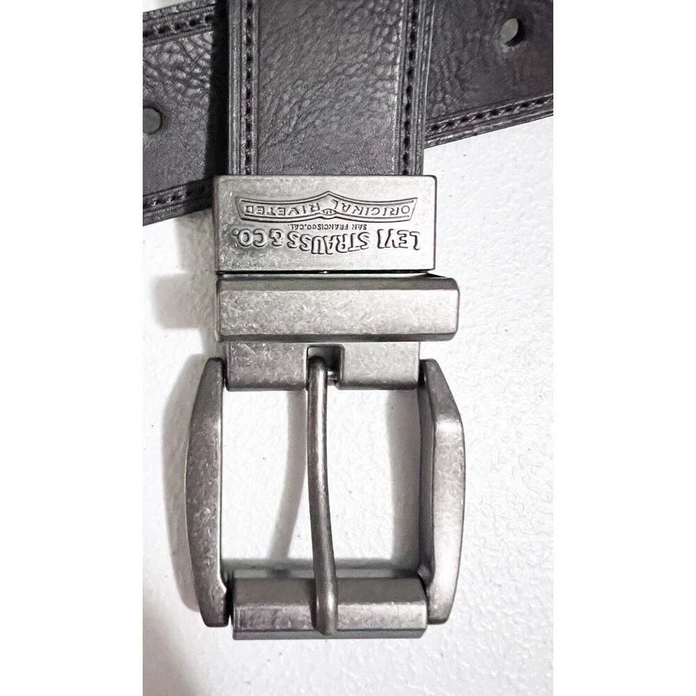 Levi Strauss Men's Leather TOP Belt Synthetic Leather Lining Original Riveted 40